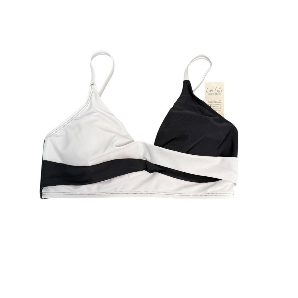 Cupshe NWT White and Black Color Block Crisscross Bikini Set High Waisted Medium - Picture 4 of 10